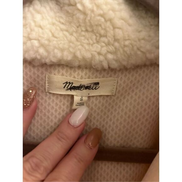 NWT Madewell Faux Shearling Half-Zip Pullover in Ecru size S - Picture 5 of 14